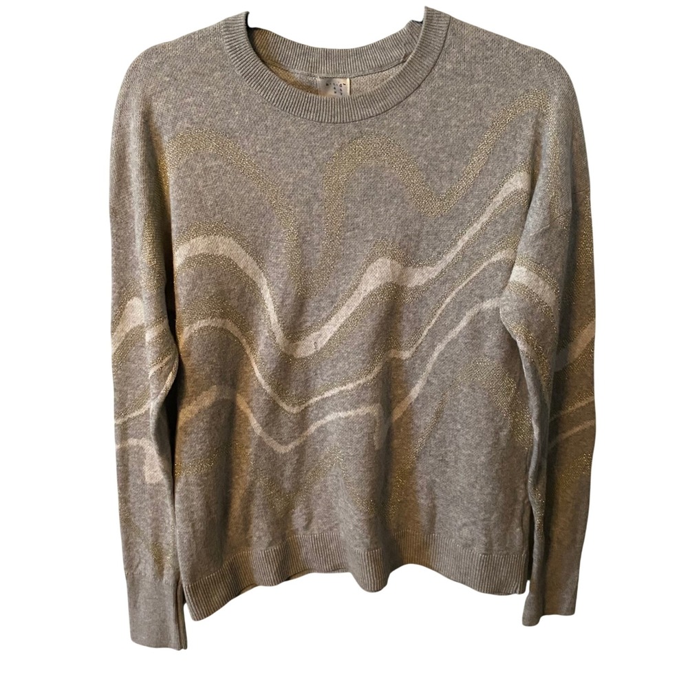 A New Day Women's Gray Metallic Zigzag‎ Knit Sweater Size L